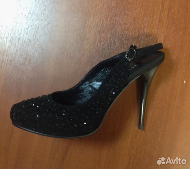 Замшевые черные туфли/босоножки