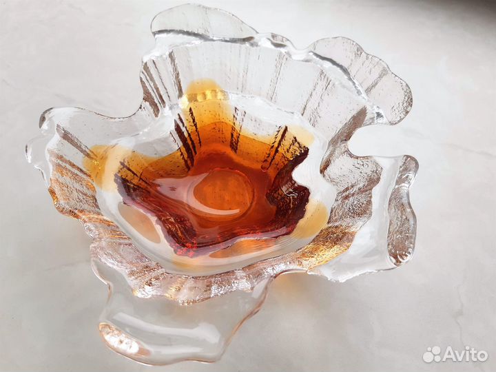 Ваза подсвечник конфетница финское стекло Humppila