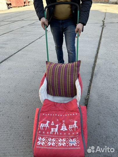 Детские санки с колесами почти новый