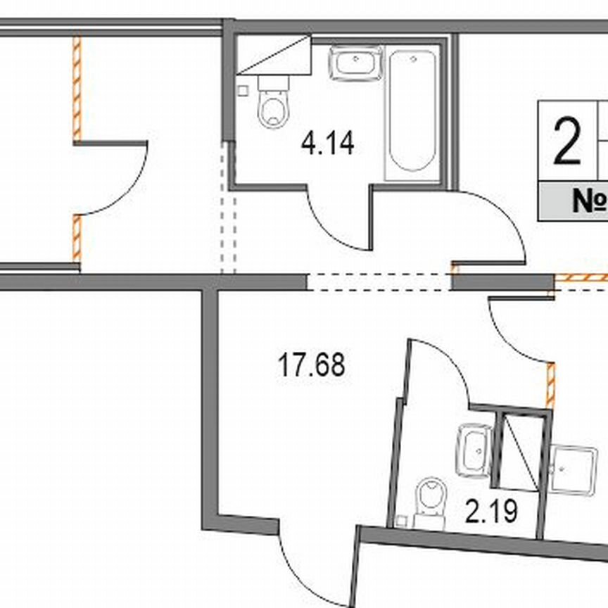 2-к. квартира, 68,6 м², 13/25 эт.