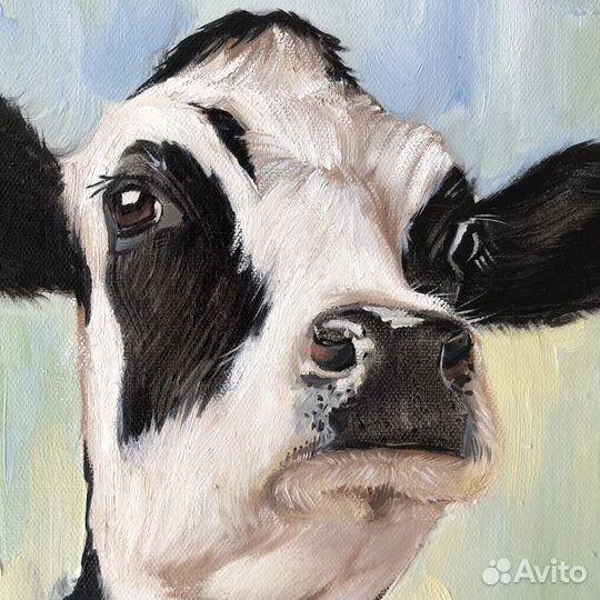 Картина маслом корова «Воображала»