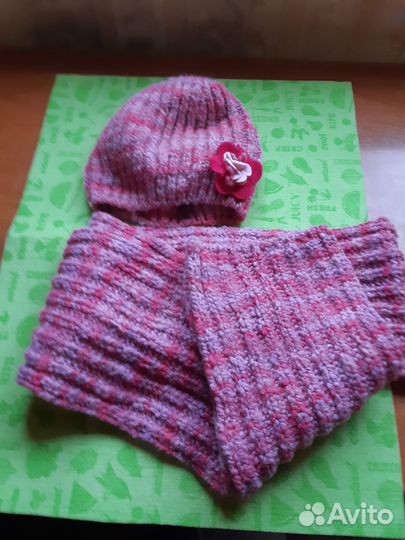 Шапка и шарф зимние детские
