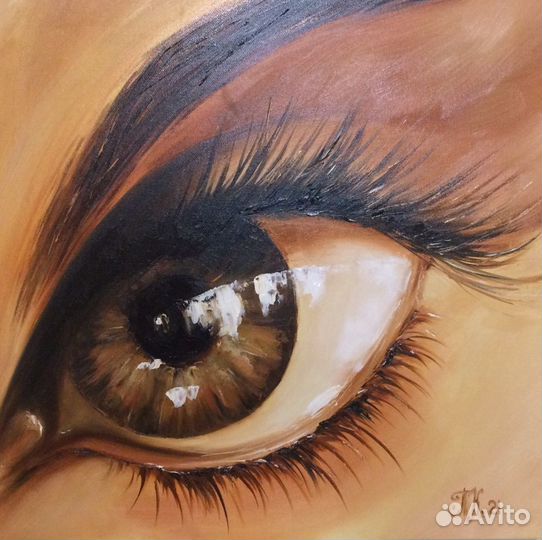 Взгляд. Картина маслом на холсте 45х45