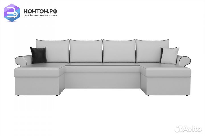 Диван п-образный дельфин Милфорд экокожа белая