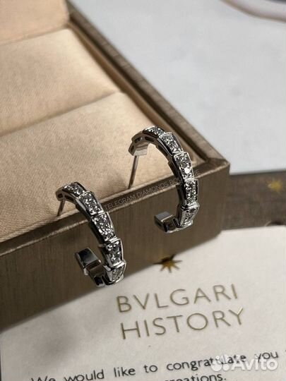 Серьги bvlgari serpenti белое золото 750