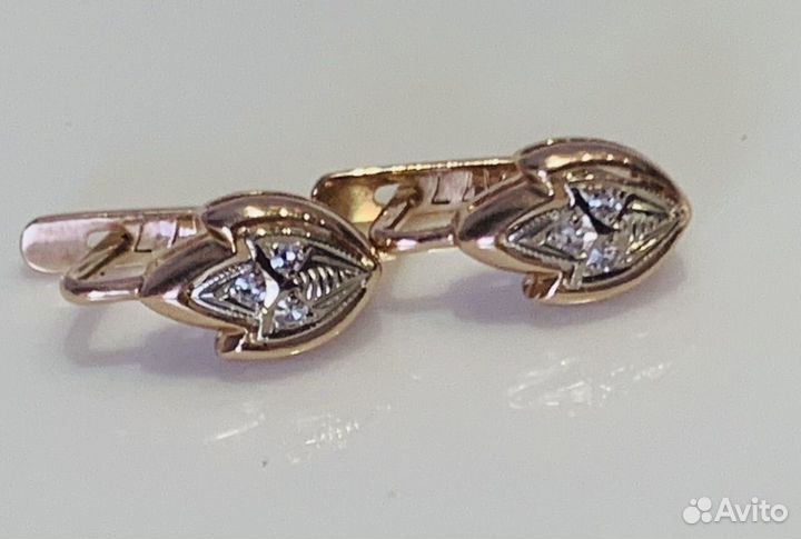 Золотые серьги бриллианты 583 СССР