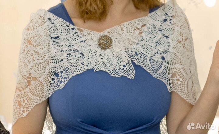 Платок Скатерть Салфетка винтаж вязанная крючком