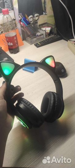 Наушники детские светящиеся котик