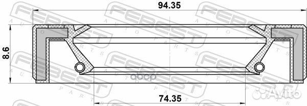 Сальник коленвала 74.35x94.35x8.6 95GAY-7694090