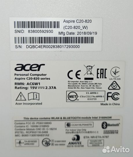 Моноблок Acer Aspire C20-820