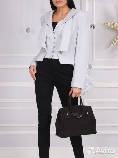 Жакет женский Новый укороченный св.серый 46 размер