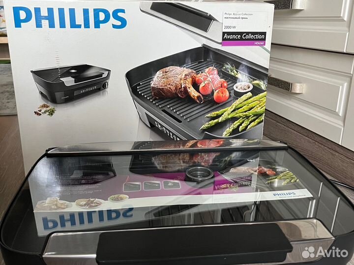 Гриль Philips HD 6360/20, серый/черный