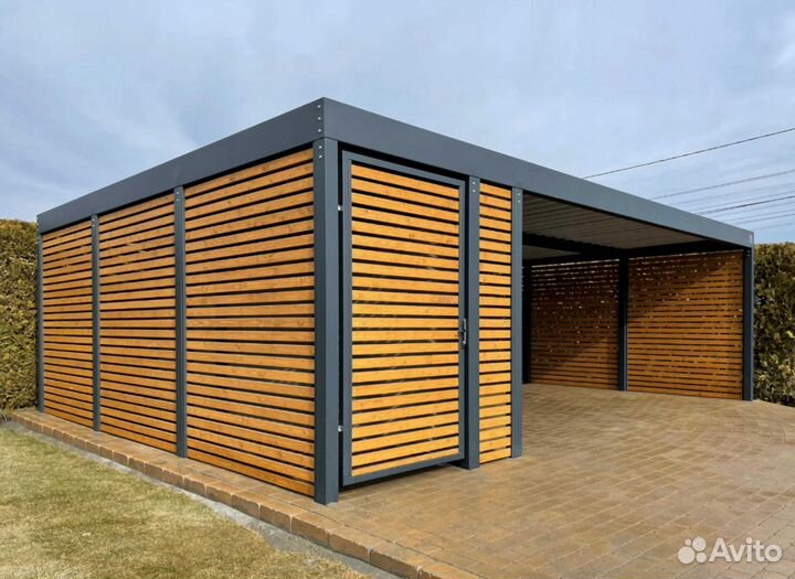 Автомобильный навес с хозблоком