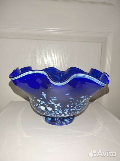 Ваза гранатовое стекло и ваза синее стекло. СССР