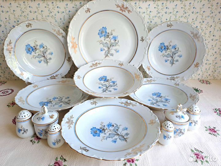 Тарелки Кахла Колокольчики, фарфор ГДР