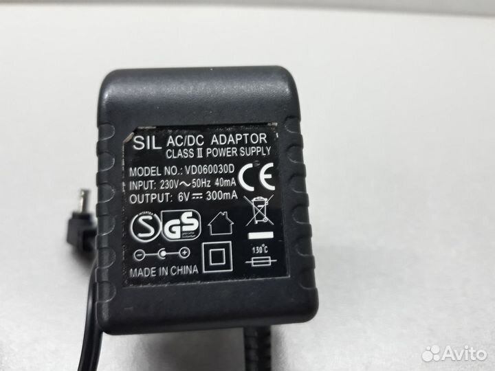 Блок питания SIL AC 6v 300mA VD060030D