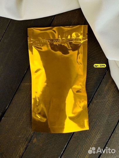 Пакет дой пак золотой с прозрачной стороной