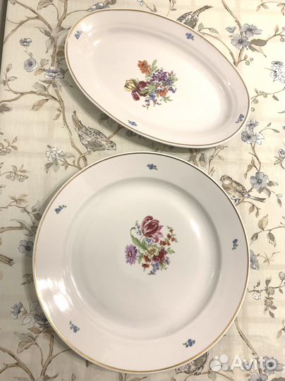 Блюдо большое круглое овальное Дулево СССР