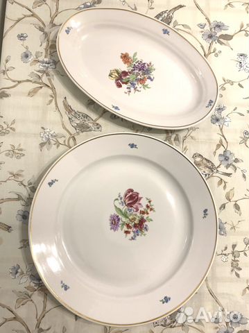 Блюдо большое круглое овальное Дулево СССР