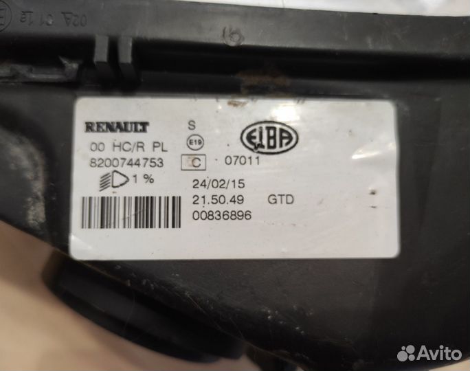 Фара левая Renault Logan Largus 2015