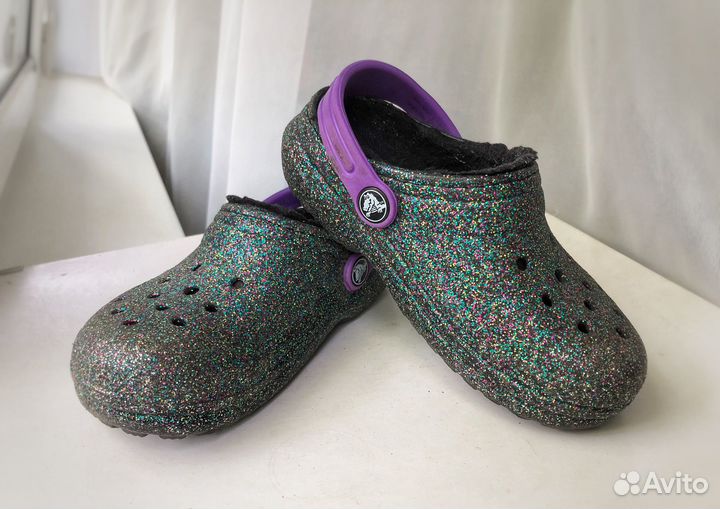 Crocs сабо детские C11 (28р-р) с блёстками