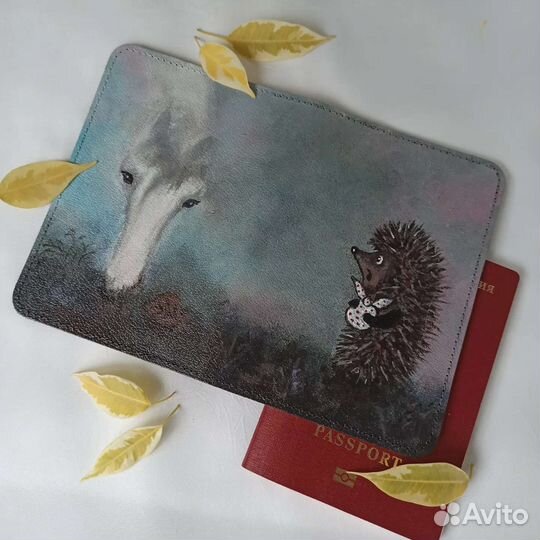 Обложка на паспорт, ручная роспись