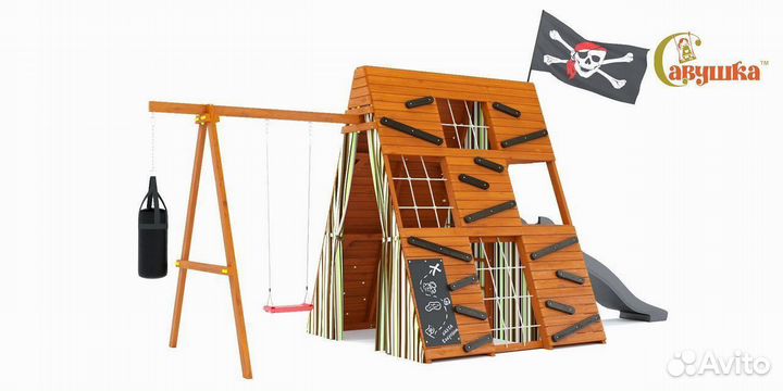 Детский спортивный комплекс с крышей для дачи