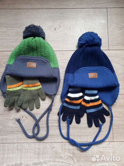 Шапки зимние 2 штуки на мальчиков 2-6 лет