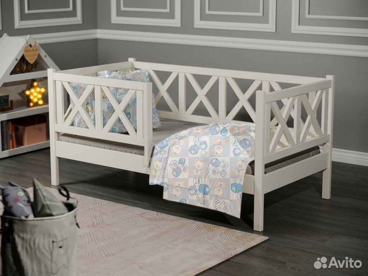 Кроватка берёза софа с бортиком от 2х лет