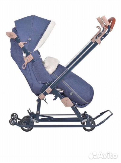 Детские санки с колёсами. Мех- овчинка