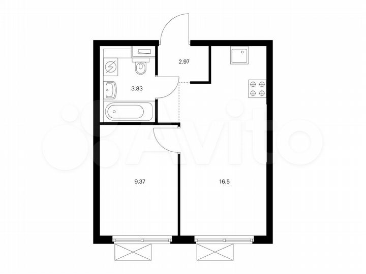 1-к. квартира, 32,7 м², 22/33 эт.