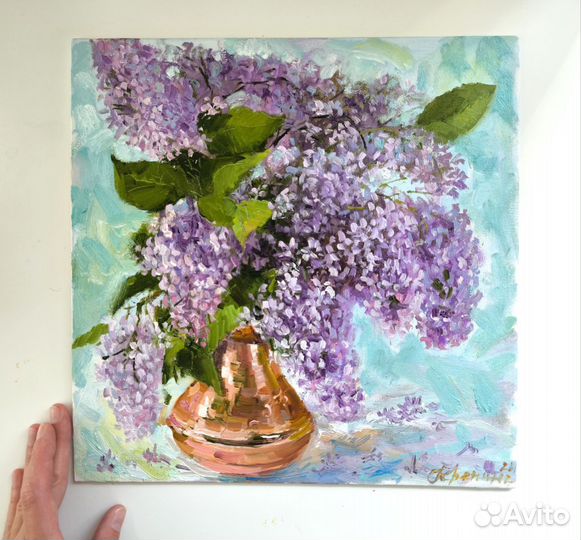 Картина маслом сирень 30*30 см