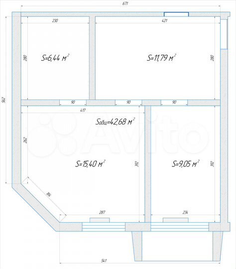 Свободного назначения, 45 м²