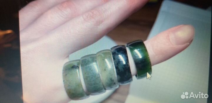 Кольца нефрит 17-19,ручная работа на заказ