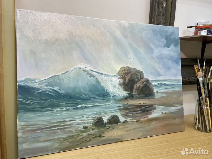 Картина пейзаж маслом на холсте морской пейзаж