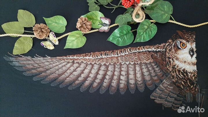 Картина вышивка Сова