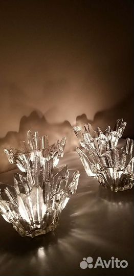 Подсвечники скандинавское ледяное стекло