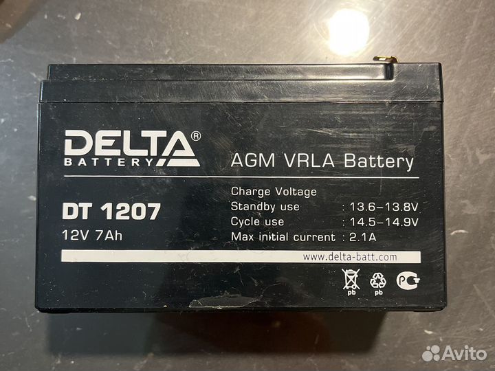 Аккумулятор delta dt1207