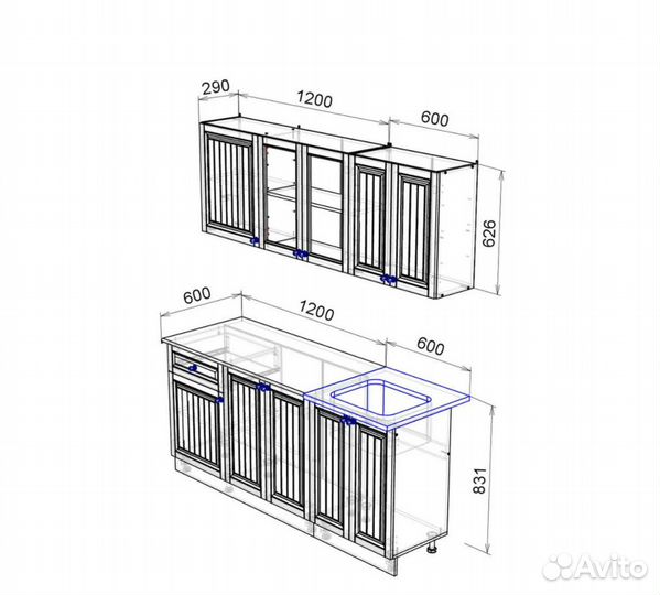 Кухня Хозяюшка Дуб вотан 1,8 метра (новая)