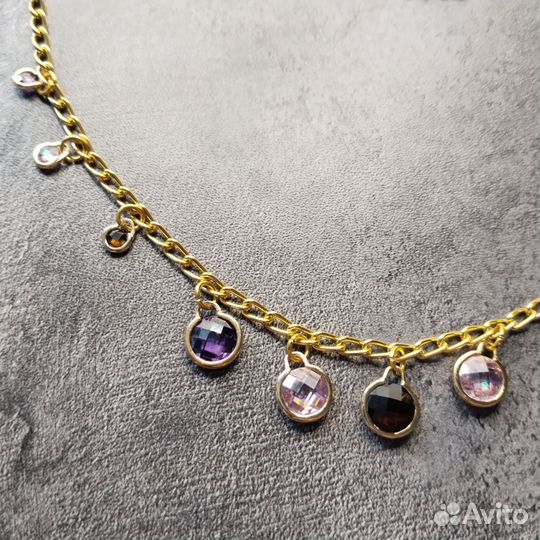 Колье чокер с кристаллами бижутерия