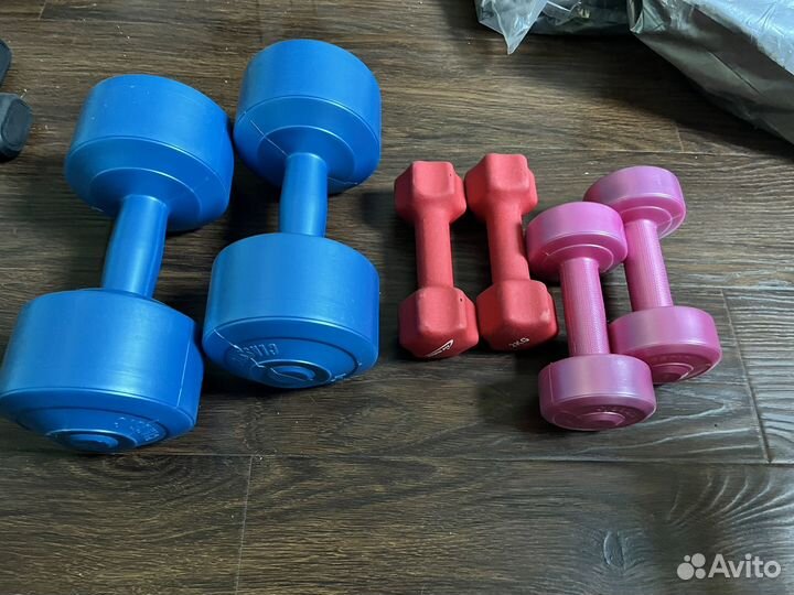 Турник брусья напольный, гантели 1,2,5 кг