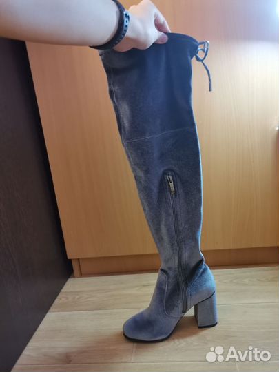 Ботфорты женские бархат 35 размер каблук новые