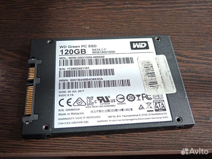Жесткий диск 120 гб wd green ssd
