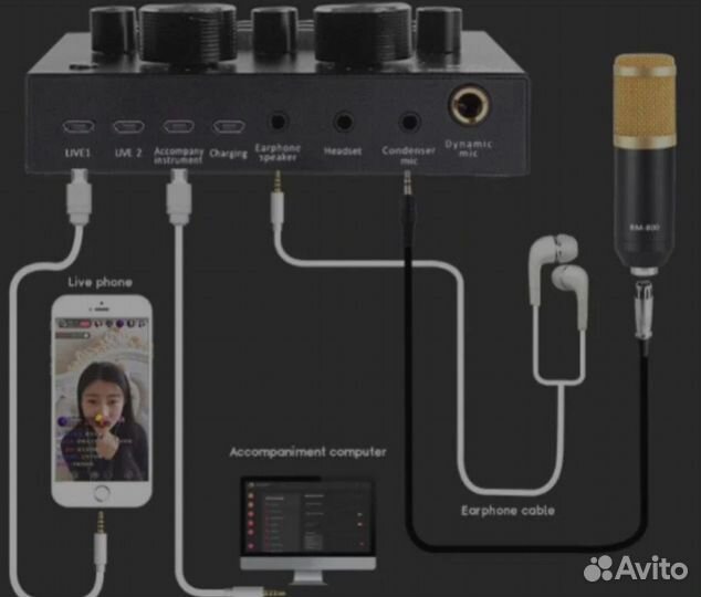 Студийный микрофон BM 800 и звуковая карта V8