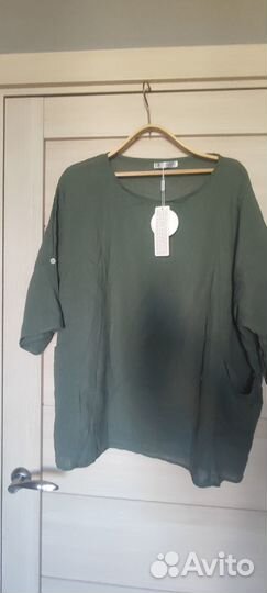Блузка женская лëн и хлопок свободная, новая