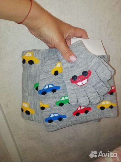 Комплект шапка снуд перчатки детский