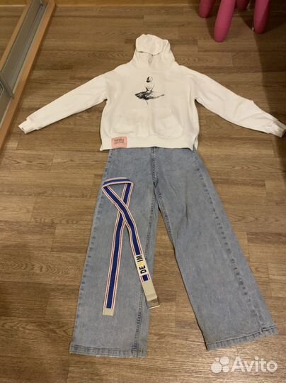 Детский комплект для девочки джинсы и толстовка