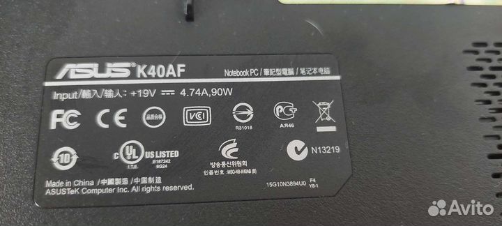 Ноутбук Asus K40AF на запчасти