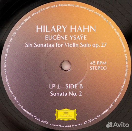Виниловая пластинка Hahn, Hilary - Ysaye: Six Sona