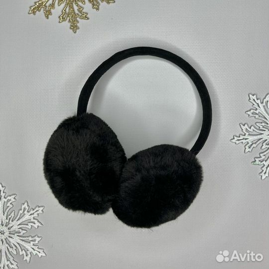 Теплые наушники детские меховые розовые, черные